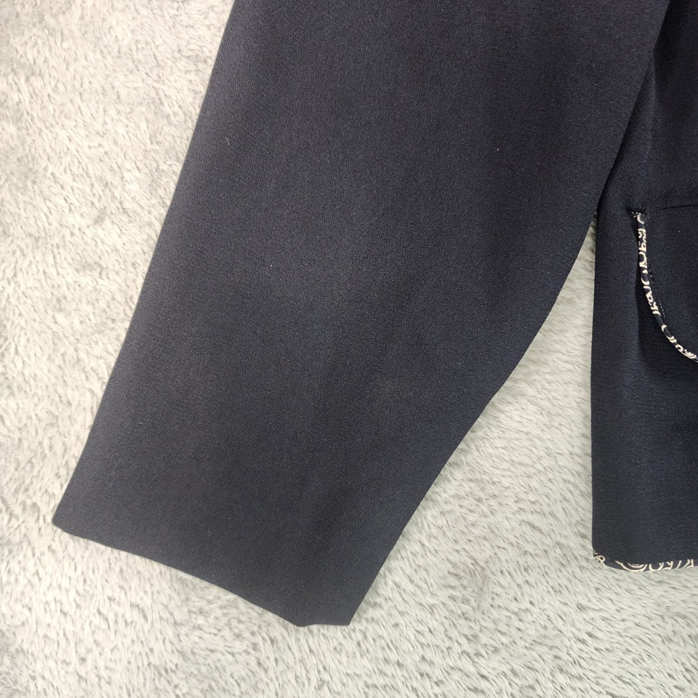 Leslie Fay Blazer Womens 8 Black Button Front Patterned Trim Vintage Jacket - Picture 9 of 12
